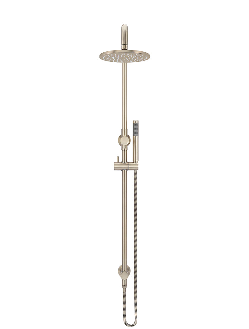 Round Combination Shower Rail 200mm Rose, Single Function Hand Shower - Champagne