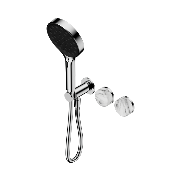 Serenity Progressive Shower System With Arabescato Corchia Handle And Serenity Hand Shower Chrome