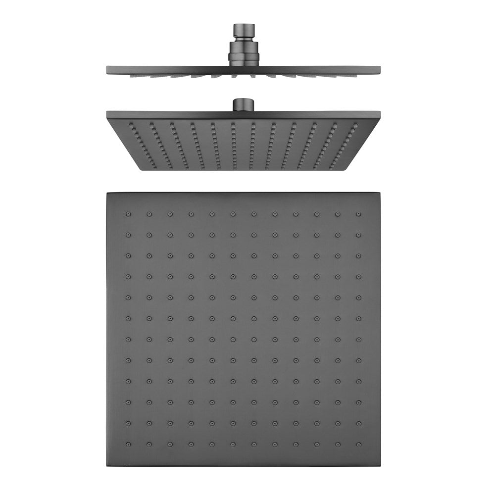 Square Gun Metal Grey Brass Shower Head 250mm