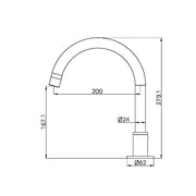 KARA HOB MOUNT BATH SPOUT ONLY G1/2 FEMALE INLET BRUSHED BRONZE