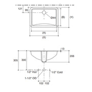 Ladena Undercounter Basin 464 x 295mm