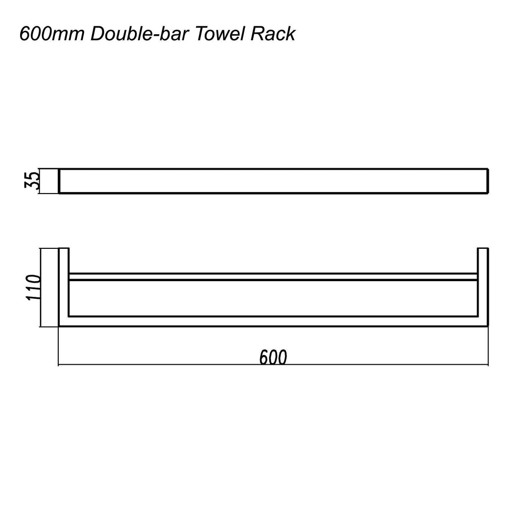 IVANO Series Brushed Nickel Double Towel Rail 600mm