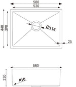 Load image into Gallery viewer, Round Corner Chrome Stainless Steel Handmade Single Bowl Kitchen Sink 580*440*230mm
