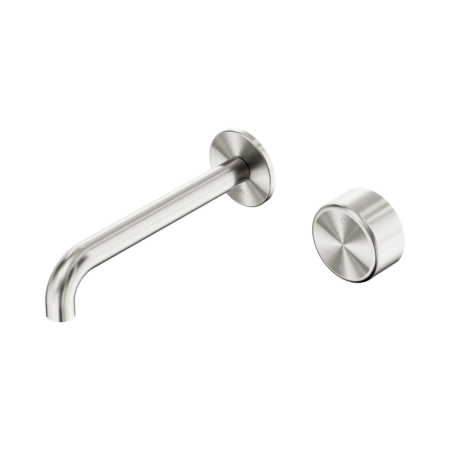 Serenity Progressive Wall Basin Mixer 185mm Spout With Metal Handle Brushed Nickel