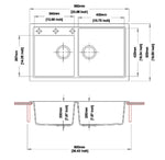 Load image into Gallery viewer, Concrete Grey Carysil Vivaldi N-200 Granite 1 and 3/4 Bowl Stone Kitchen Sink 860*500*200mm
