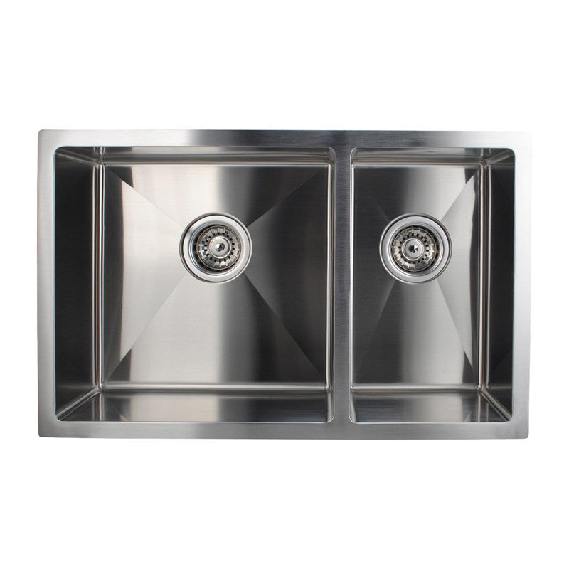 Round Corner Chrome Stainless Steel Handmade 1 and 1/2 Bowl Kitchen Sink 715*450*205mm