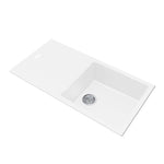 Load image into Gallery viewer, White Arete Stone Granite Single Bowl with Drain Board Stone Kitchen Sink 1000*500*200mm

