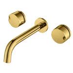 Load image into Gallery viewer, MOON Series Brushed Brass Hot &amp; Cold Wall Set with Spout
