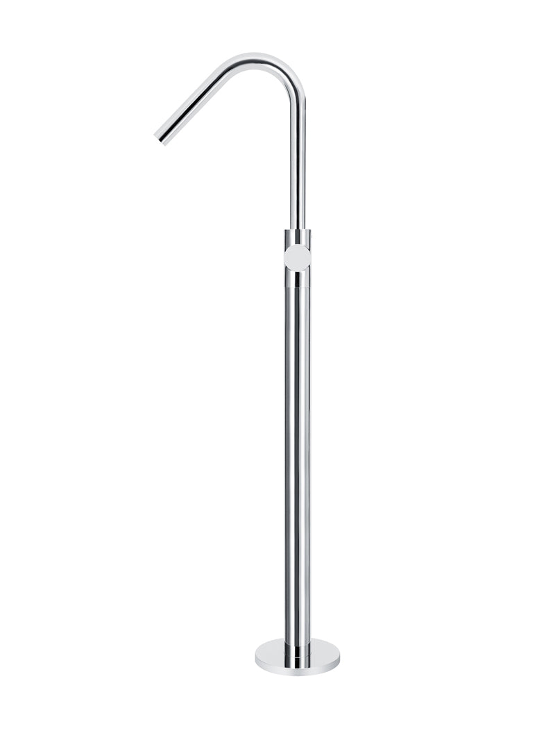 Round Pinless Freestanding Bath Spout and Hand Shower - Polished Chrome
