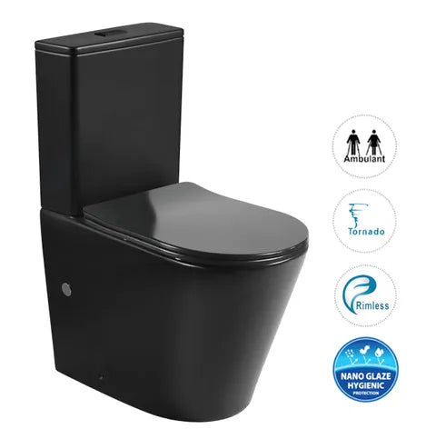 Radiant Toilet Suite Slim Seat Matte Black