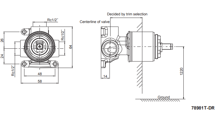 Shower or Bath 40mm valve