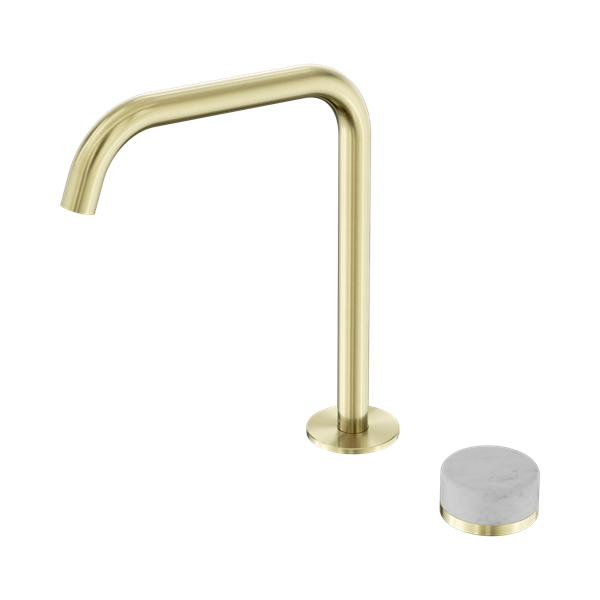 Serenity Progressive Bath/Kitchen Mixer Edge Spout With Carrara Handle Brushed Gold