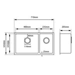 Load image into Gallery viewer, Round Corner Dark Grey Stainless Steel Handmade 1 and 1/2 Bowl Kitchen Sink 715*450*205mm
