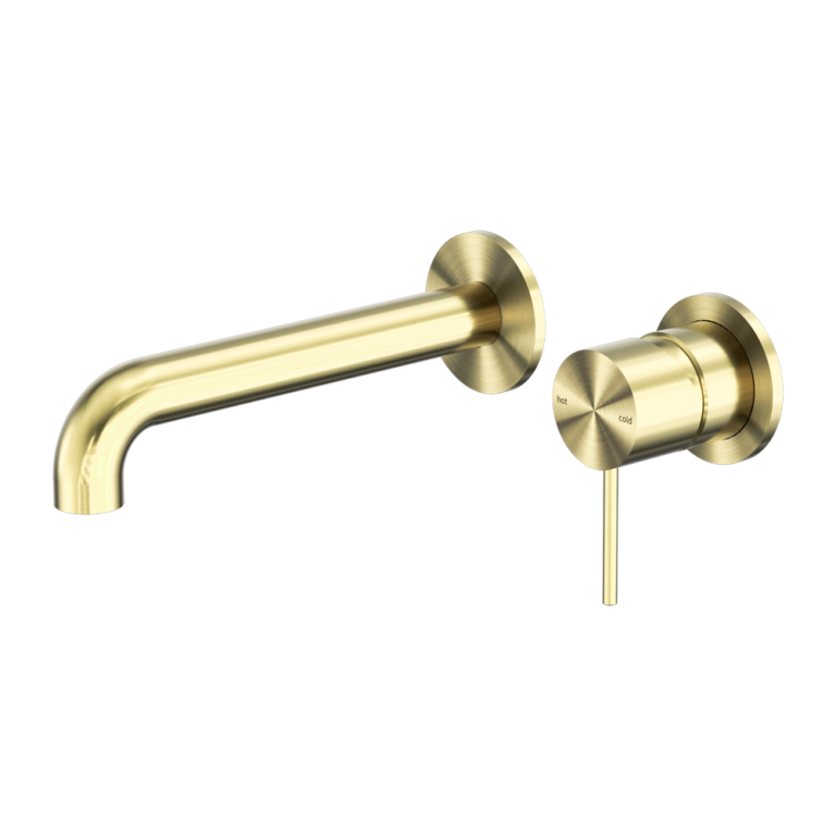MECCA WALL BASIN/BATH MIXER SEPARATE BACK PLATE 260MM BRUSHED GOLD