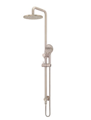 Round Combination Shower Rail 200mm Rose, Three Function Hand Shower - Champagne