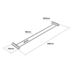 Load image into Gallery viewer, Brushed Nickel Double Towel Rail 600mm
