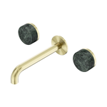 Load image into Gallery viewer, Serenity Wall Basin Set 220mm Spout With Verde Alpi Handle Brushed Gold
