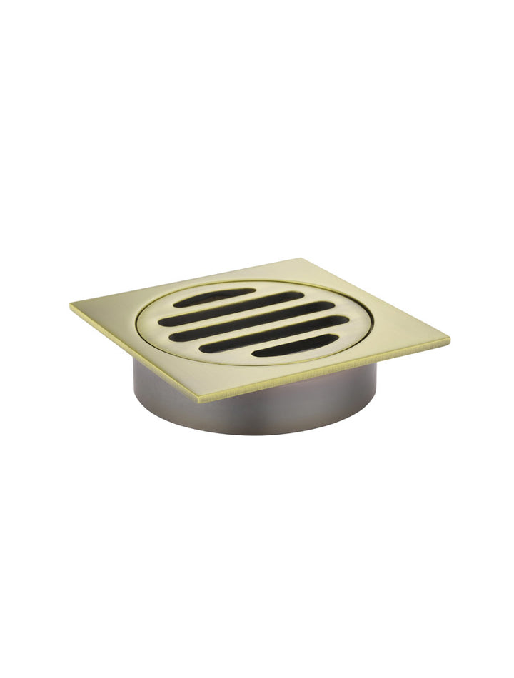 Square Floor Grate Shower Drain 80mm outlet - PVD Tiger Bronze