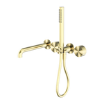 Load image into Gallery viewer, KARA PROGRESSIVE SHOWER SYSTEM SEPARATE PLATE WITH SPOUT 230MM BRUSHED GOLD
