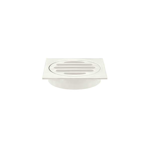 Square Floor Grate Shower Drain 80mm outlet - Brushed Nickel