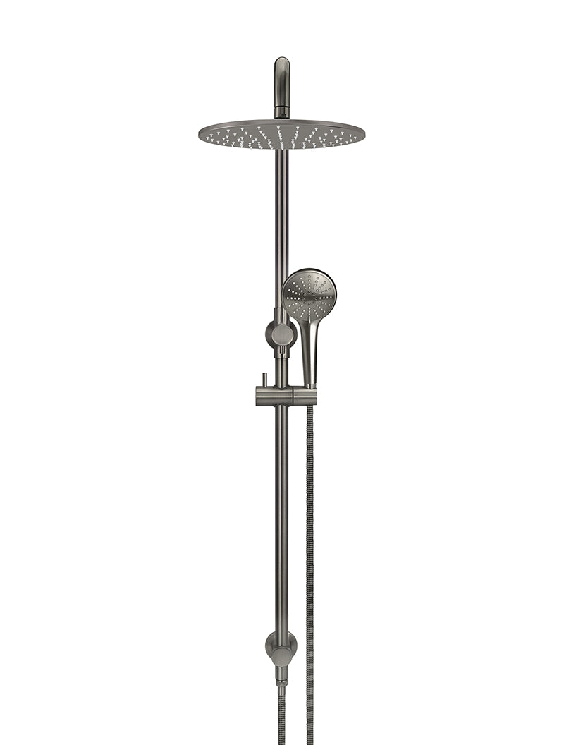 Round Combination Shower Rail 300mm Rose, Three Function Hand Shower - Shadow