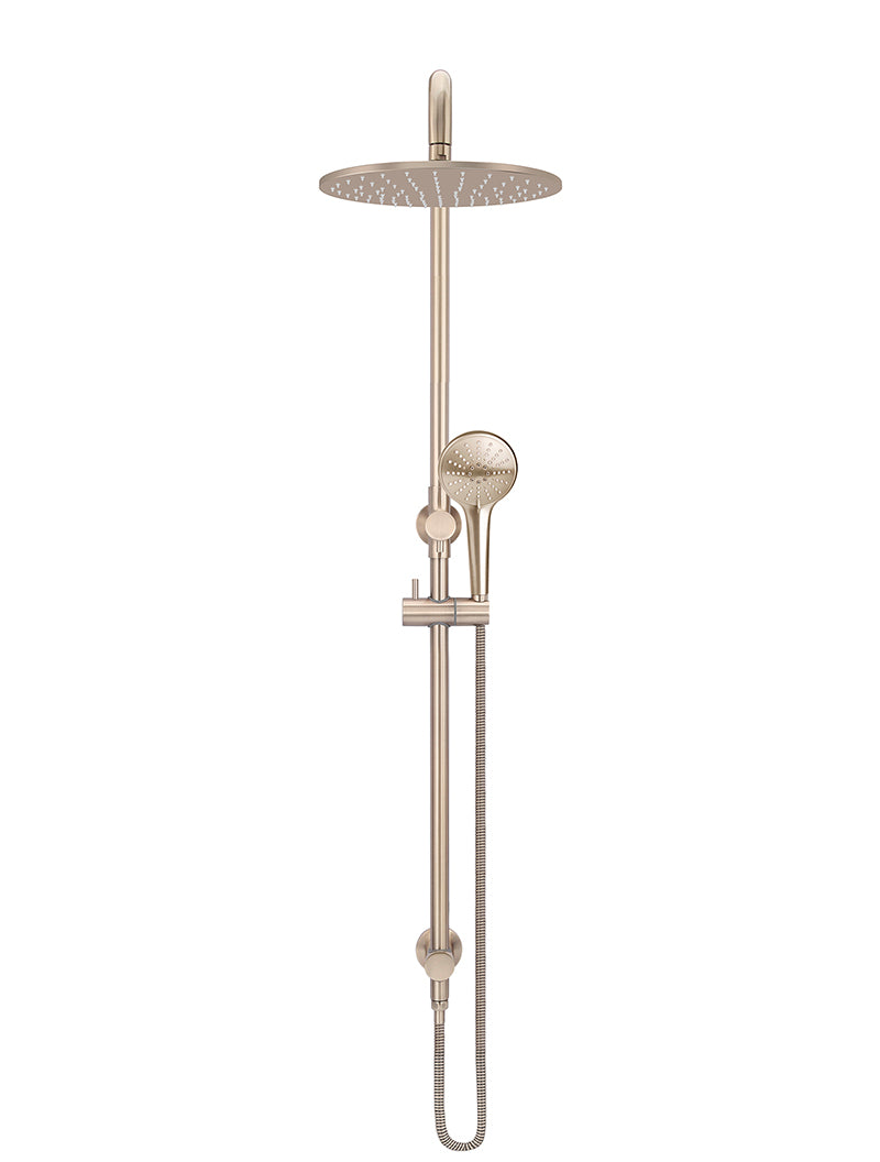 Round Combination Shower Rail 300mm Rose, Three Function Hand Shower - Champagne