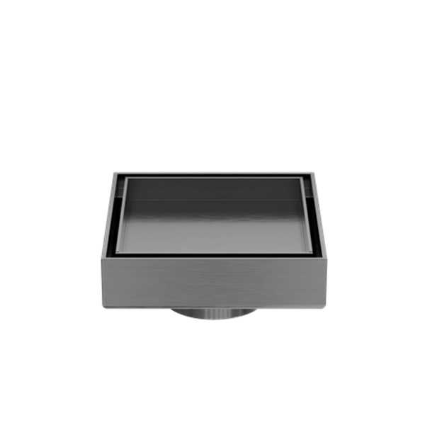 100MM SQUARE TILE INSERT FLOOR WASTE 50MM OUTLET GUN METAL