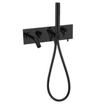 Load image into Gallery viewer, MECCA WALL MOUNT BATH MIXER WITH HAND SHOWER MATTE BLACK
