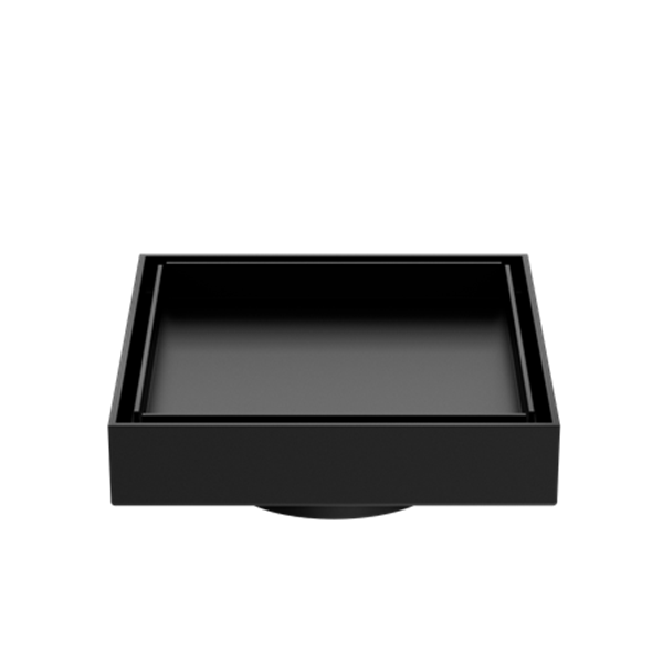 130MM SQUARE TILE INSERT FLOOR WASTE 80MM OUTLET MATTE BLACK