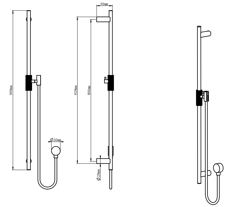 CADDENCE Series Brushed Nickel Shower Rail without Handheld Shower