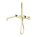 Load image into Gallery viewer, OPAL PROGRESSIVE SHOWER SYSTEM SEPARATE PLATE WITH SPOUT 250MM BRUSHED GOLD
