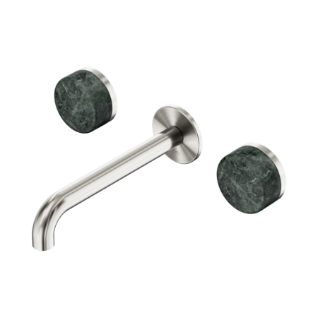 Serenity Wall Basin Set 220mm Spout With Verde Alpi Handle Brushed Nickel