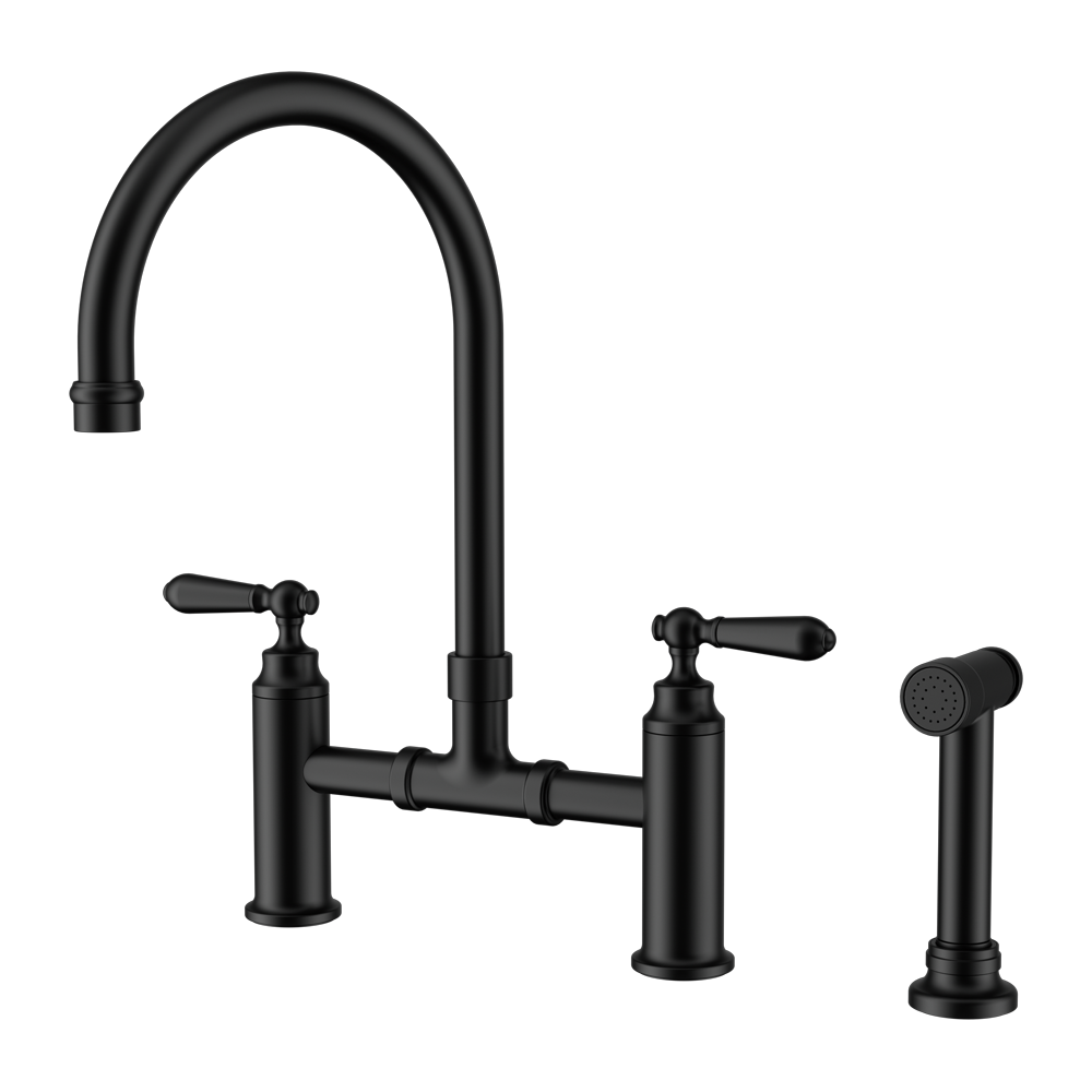 York Bridge Kitchen Set With Hand Spray Matte Black