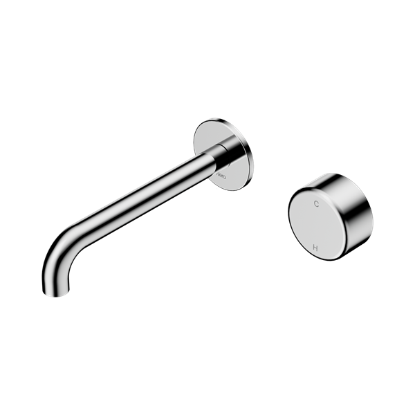 Serenity Progressive Wall Basin Mixer 220mm Spout With Metal Handle Chrome