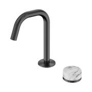 Serenity Progressive Basin Mixer Edge Spout With Arabescato Corchia Handle Gun Metal