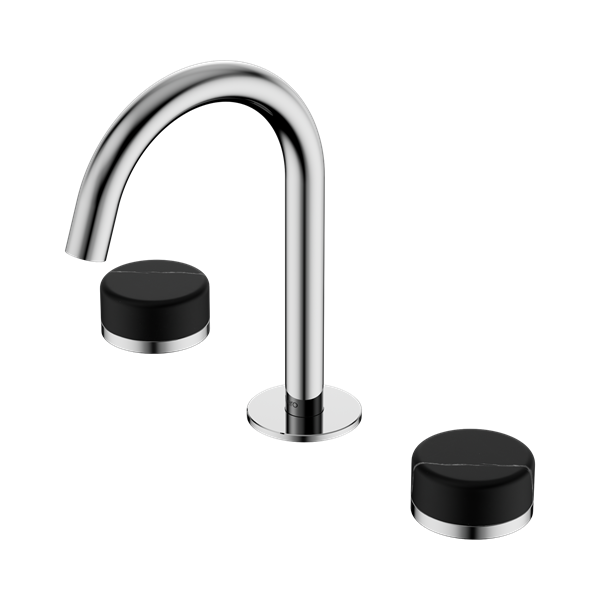 Serenity Basin Set Arc Spout With Marquina Black Handle Chrome