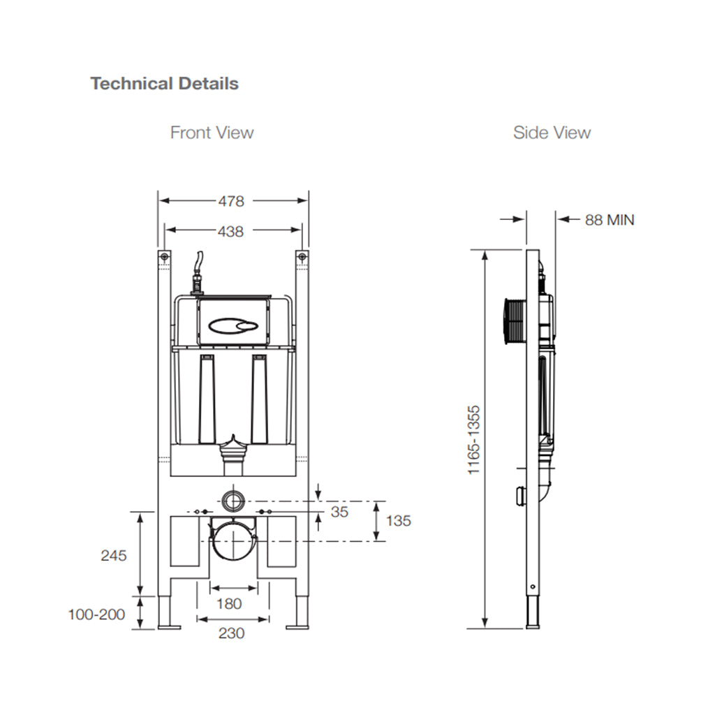 Mechanical In wall Cistern 88mm (Wall Hung Toilets)
