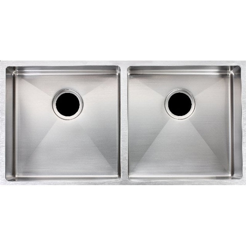 Round Corner Chrome Stainless Steel Handmade Double Bowl Kitchen Sink 865*440*200mm