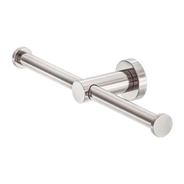 MECCA DOUBLE TOILET ROLL HOLDER BRUSHED NICKEL