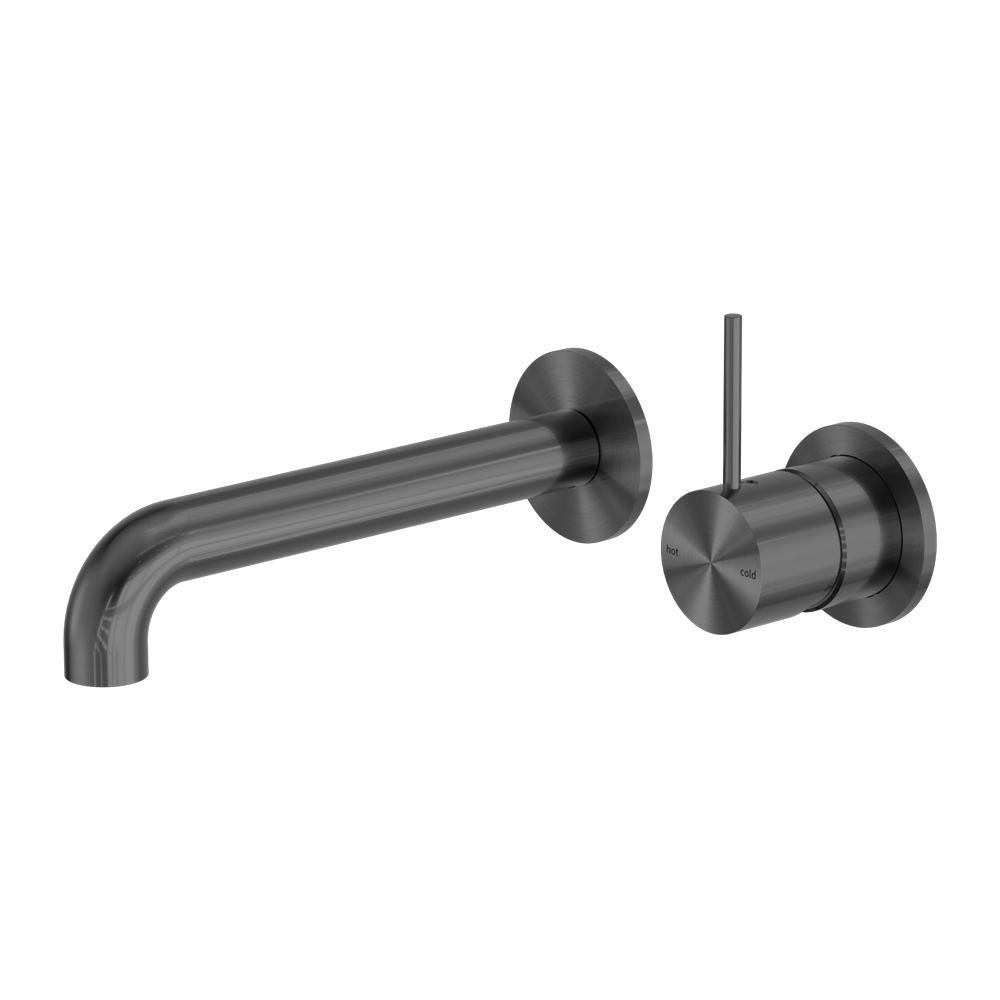 Mecca Wall Basin Mixer Separate Back Plate 185mm Spout Gun Metal