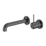 Mecca Wall Basin Mixer Separate Back Plate 185mm Spout Gun Metal