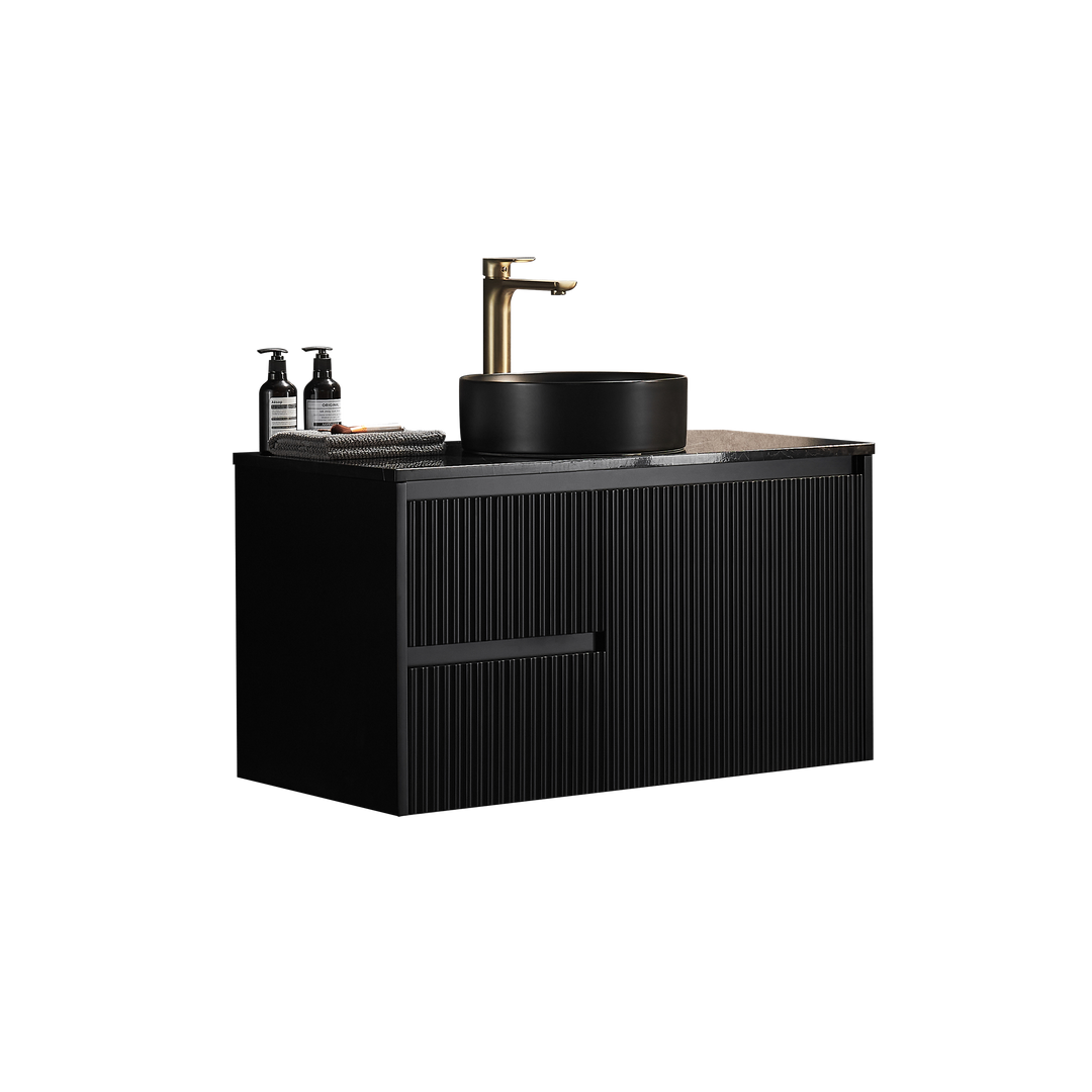Crete Modern Wall Hung Vanity Matte Black