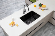 Round Corner Stainless Steel Gun Metal Grey PVD Coating Single Bowl Kitchen Sink(with Bottom Tray) 600*450*300mm