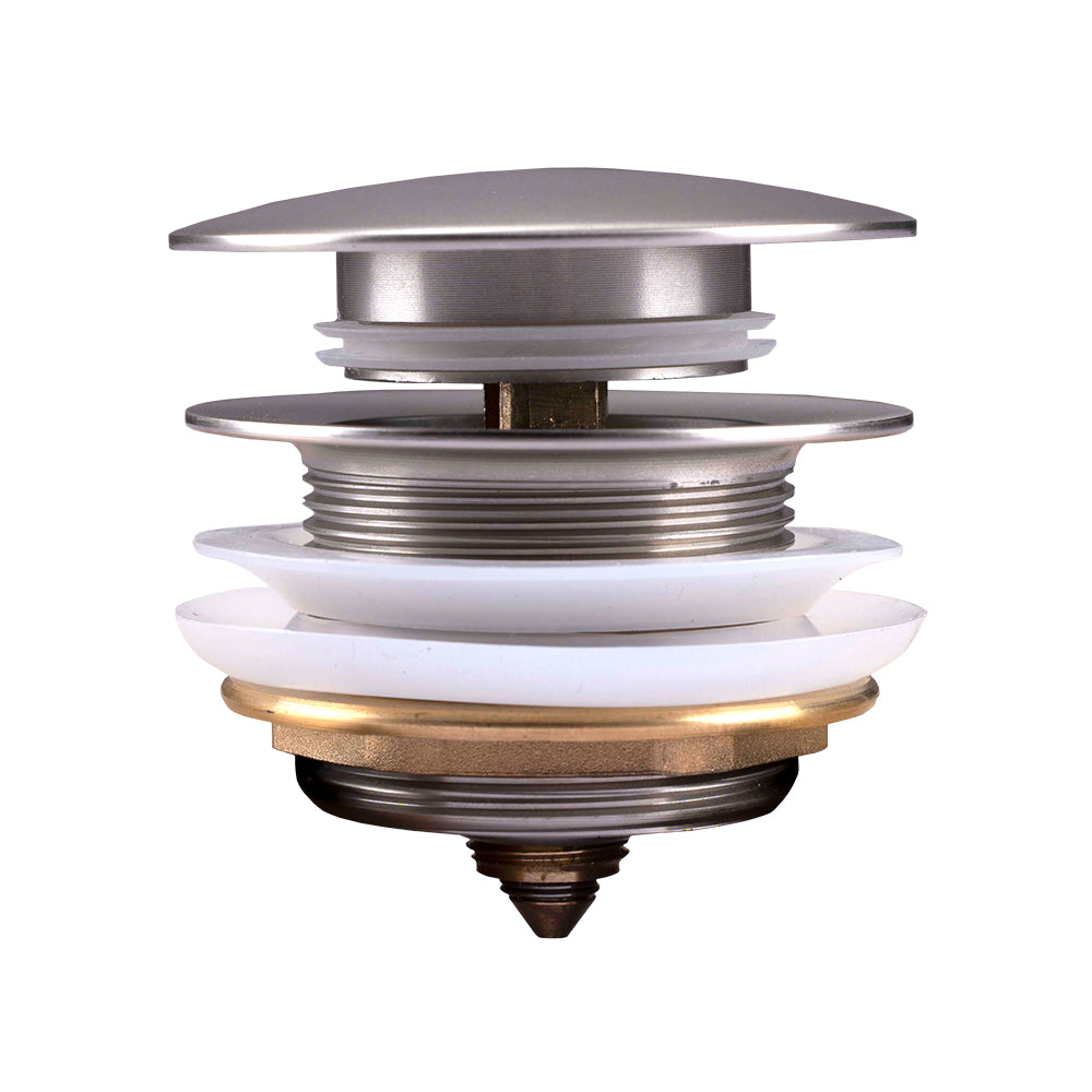 40mm Mushroom Brushed Nickel Brass Bathtub Pop Up Waste without Overflow