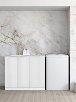 Load image into Gallery viewer, Noosa Fluted White Base Laundry Cabinet with 1060mm Pure White Top
