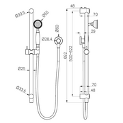 YORK SHOWER RAIL WITH WHITE PORCELAIN HAND SHOWER CHROME