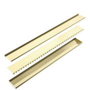 TILE INSERT V CHANNEL FLOOR GRATE 89MM OUTLET WITHOUT OUTLET AND HOLE SAW BRUSHED GOLD
