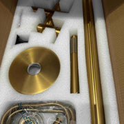 Round Brushed Brass Freestanding Bath Mixer With Handheld Shower