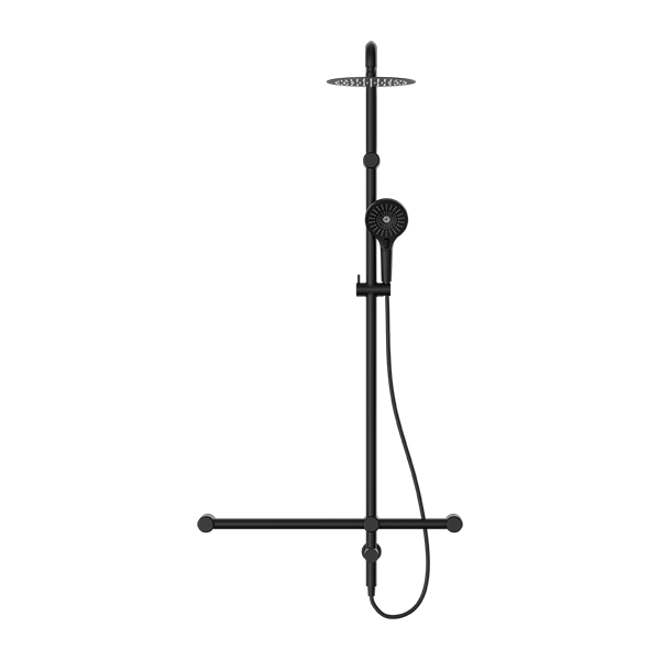 MECCA CARE 32MM T BAR GRAB RAIL 1100X750MM TWIN SHOWER SET MATTE BLACK