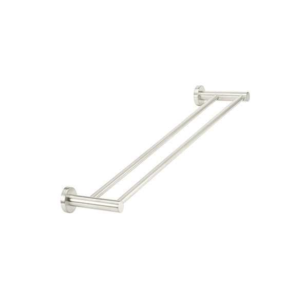 Round Double Towel Rail 600mm - PVD Brushed Nickel